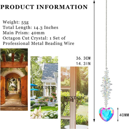 Heart Shaped Suncatcher Crystal Colorful Beads Prisms Pendant Sun Catcher Crystals for Windows