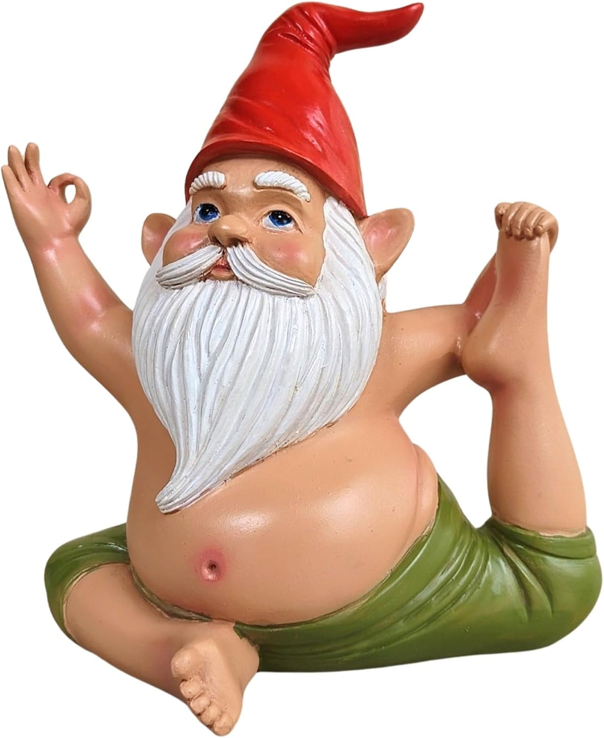 Yoga Gnome Statue, Seated Twist Pose – 6.7'' Resin Zen Garden Decor, Handcrafted Meditating Gnome