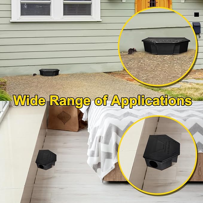 Qualirey 4 Pcs Rat Bait Station with Keys 13.58 x 8.98 x 3.35 Inch Rodent Station Rat Traps, Keeps