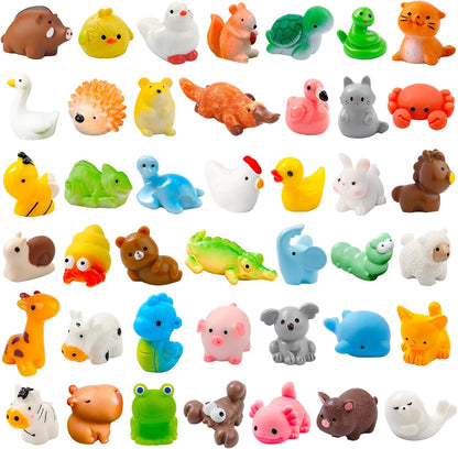 42 Pcs Mini Resin Animals 42 Styles Resin Animals Figurines Bulk for Fairy Garden Miniature