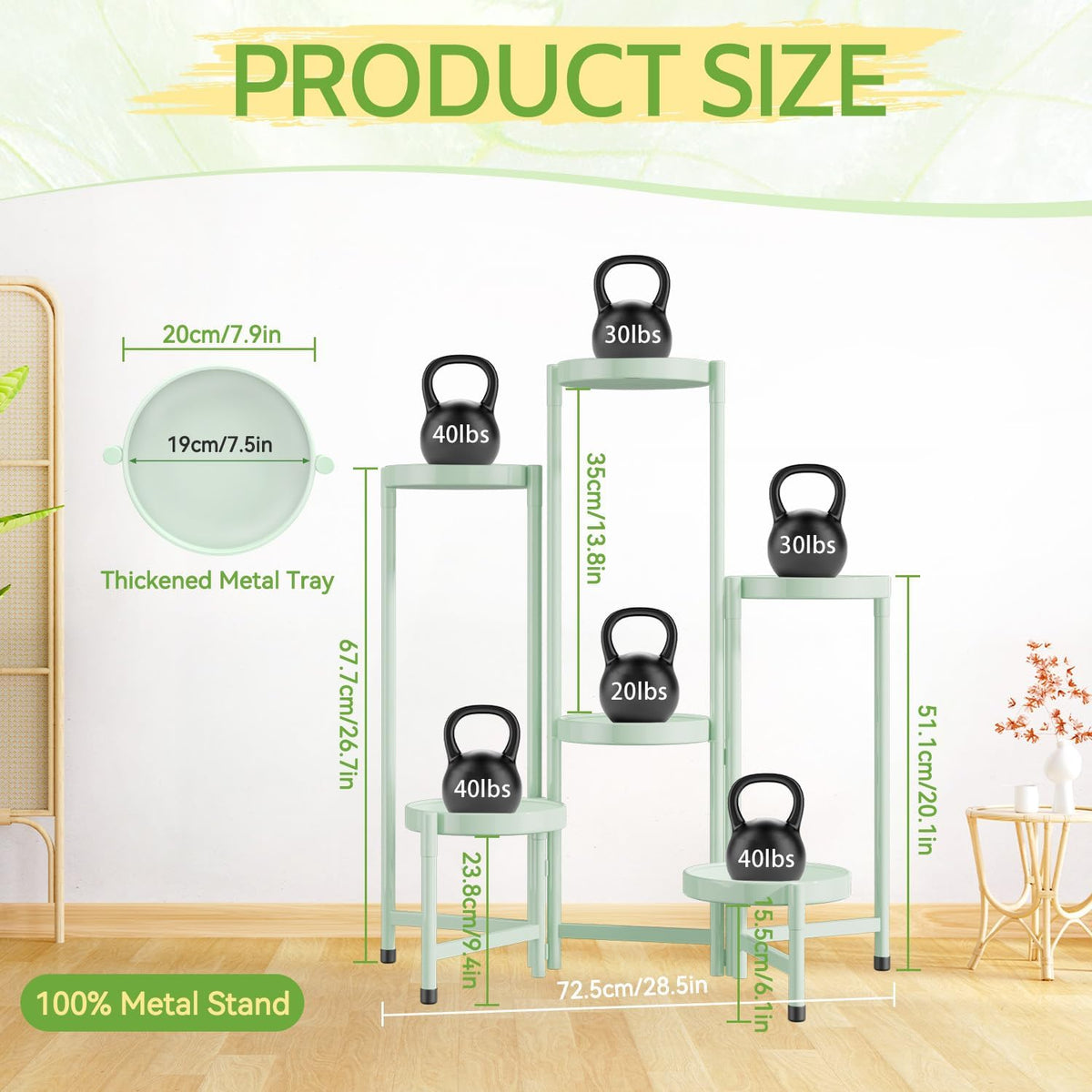iDavosic.ly Plant Stand Indoor Outdoor, 6 Tier Corner Metal Flower Display Holder Shelf, Folding
