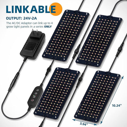 Barrina Grow Lights Panel for Indoor Plants, 40W (4 x 10W), Full Spectrum, Ultra-Thin, with 3/6/12H