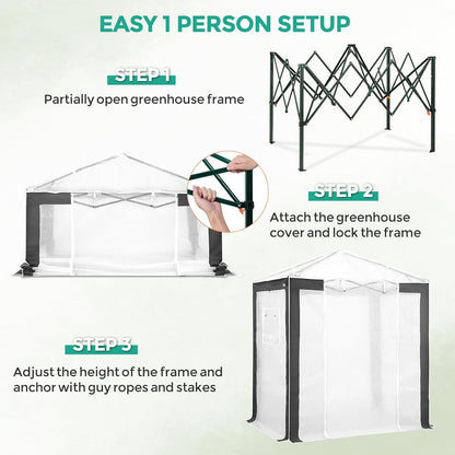 EAGLE PEAK 6x4 Portable Walk in Greenhouse with Polyester Reinforced Corners, Instant Pop up Indoor