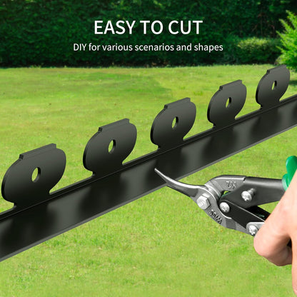 102FT Landscape Edging 4 in Tall with 110 Spikes, Garden Edging Border and 1 Hammer, Plastic