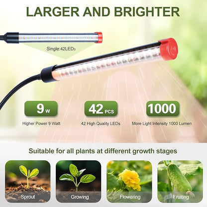 4-Pack Clip Grow Lights for Indoor Plants with Timer 4,8,12 Hr, 9W Power Home Plug, FECiDA 2025