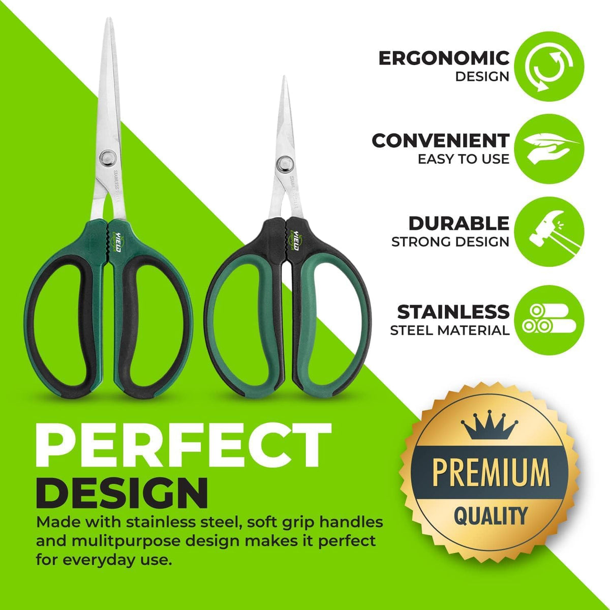 Hydroponic 2-Pack Bonsai Scissors and Plant Trimming Shears Set - Stainless Steel Pruning Shears