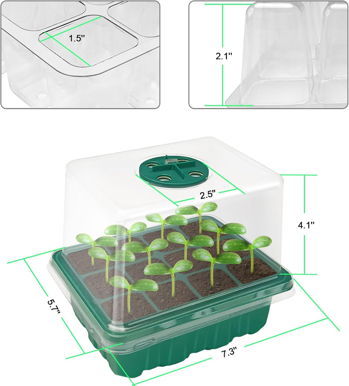 Seed Starter Tray, 2 Pcs Plant Propagation Station with Grow Light,Seedling Starter Trays with
