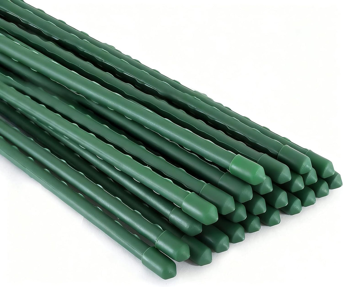 Xiny Tool Garden Stakes, 15 Pack 8 FT Steel Plant Garden Tomato Stakes with Plastic Coat for