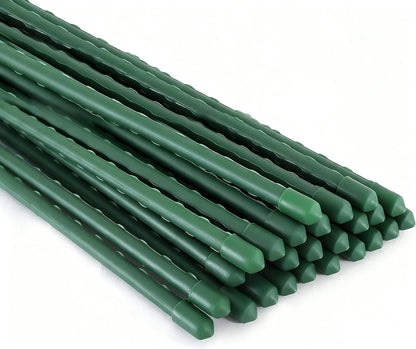 Xiny Tool Garden Stakes, 15 Pack 8 FT Steel Plant Garden Tomato Stakes with Plastic Coat for