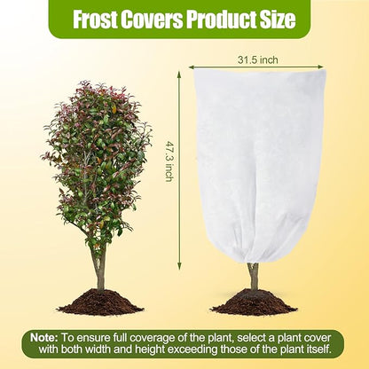 4 Pack Winter Plant Covers Freeze Protection, Frost Covers with Zipper Drawstring, Warm Plant