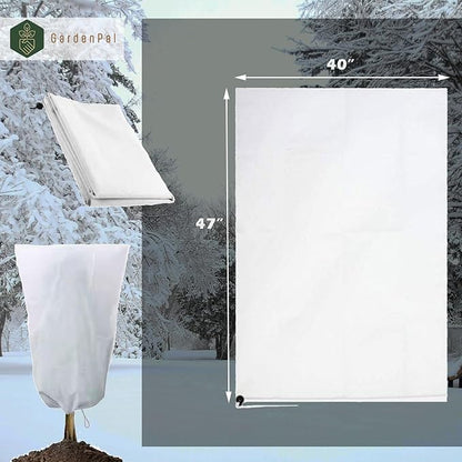 GardenPal 2 Pack Plant Covers Freeze Protection, 40''×47'' Thicken Frost Cloth with Drawstring