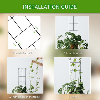 2 Pack 30'' Plant Trellis for Climbing Plants Indoors, Metal Garden Trellis for Potted Houseplant