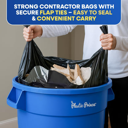Heavy Duty Contractor Bags 42 Gallon with Flap Ties Trash Bags 3 Mil for Industrial Commercial Use