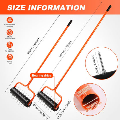 sancat Lawn Aerator, 21" Push Coring Aerator,Preasembled Spike Gardening Aerator Tool,Lawn Plug
