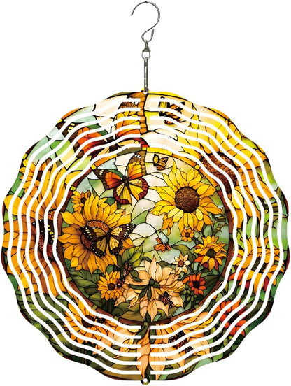 Metal Wind Spinners Outdoor Sunflower Decorations Garden Hanging, Festive Gifts for Women Mom