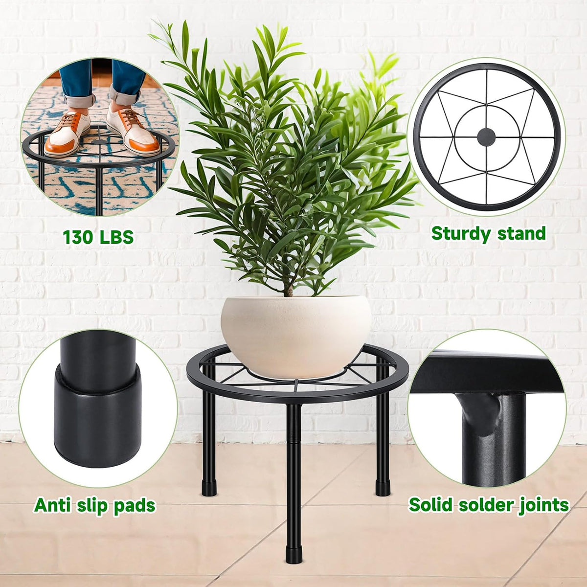 6 Pack Metal Plant Stands, Heavy Duty Plant Stand for Indoor Outdoor, Anti-Rust Iron Flower Pot