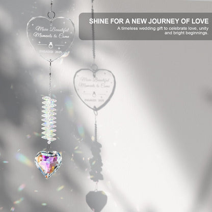 Engagement Gifts for Couples, Crystal Suncatcher for Newly Engaged, Hanging Crystal Gift Ornament