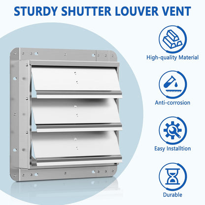 12 Inch Galvanized Shutter Exhaust Louver Vent, Automatic Gravity Shutter Louver Vent for Home