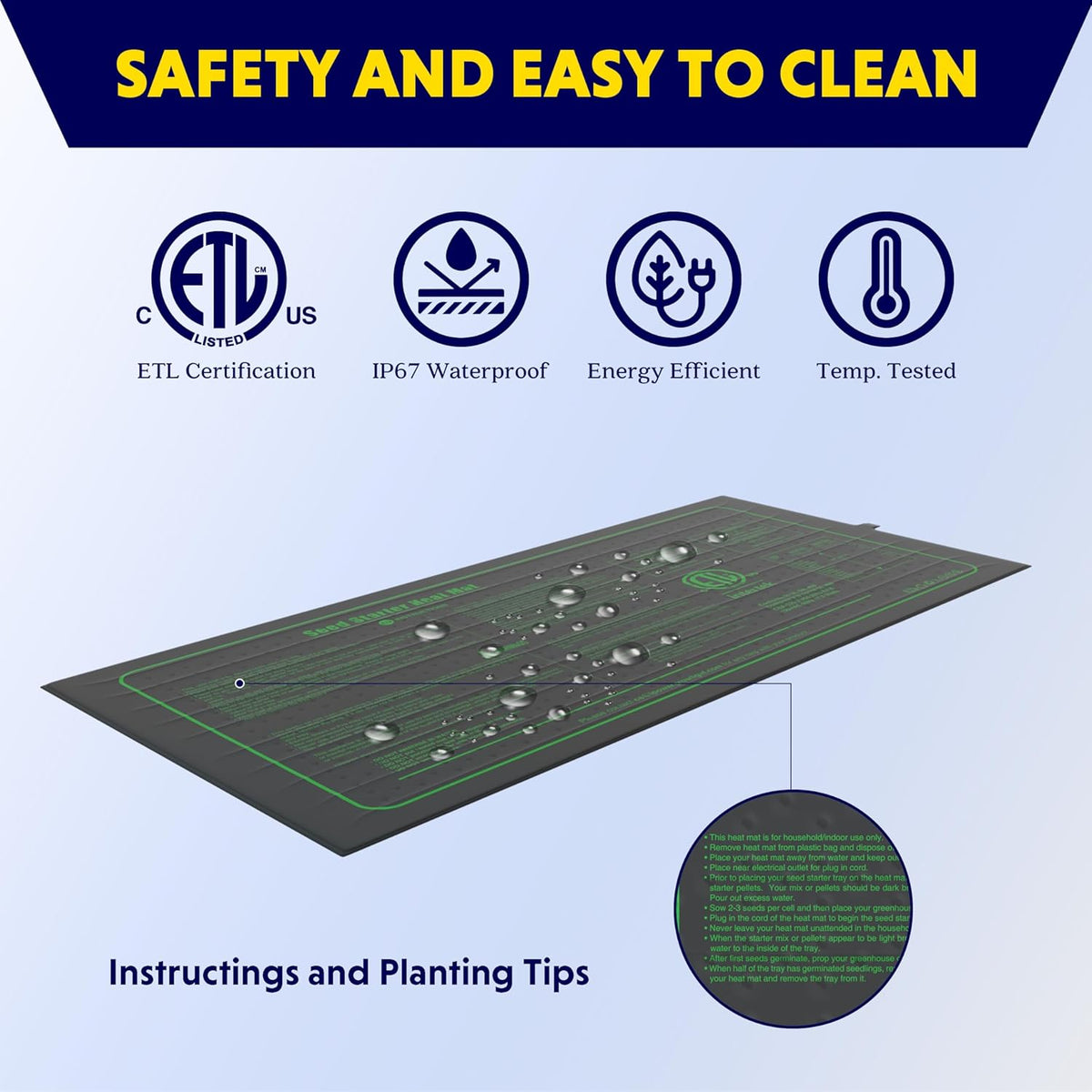 iPower Seedling Heat Mat Waterproof Durable Germination Station Warm Hydroponic Pad for Indoor Home