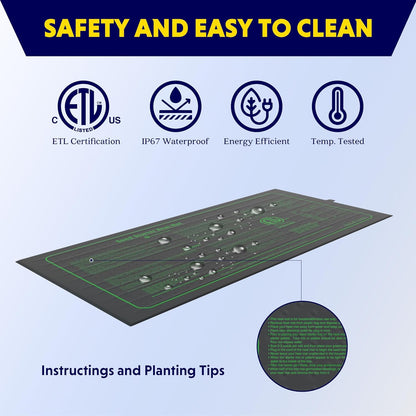 iPower Seedling Heat Mat Waterproof Durable Germination Station Warm Hydroponic Pad for Indoor Home
