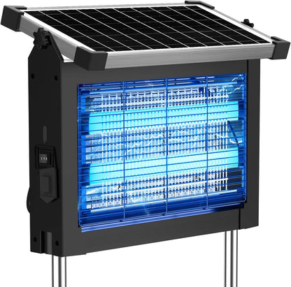 Solar Bug Zapper Outdoor, 4500V Mosquito Zapper Waterproof with Panel Sensor Electric Fly Zapper