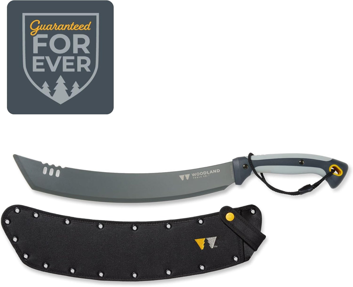 Woodland Tools Heavy Duty Machete – 16 Inch Curved Parang Blade with Full Tang, Ergonomic Handle