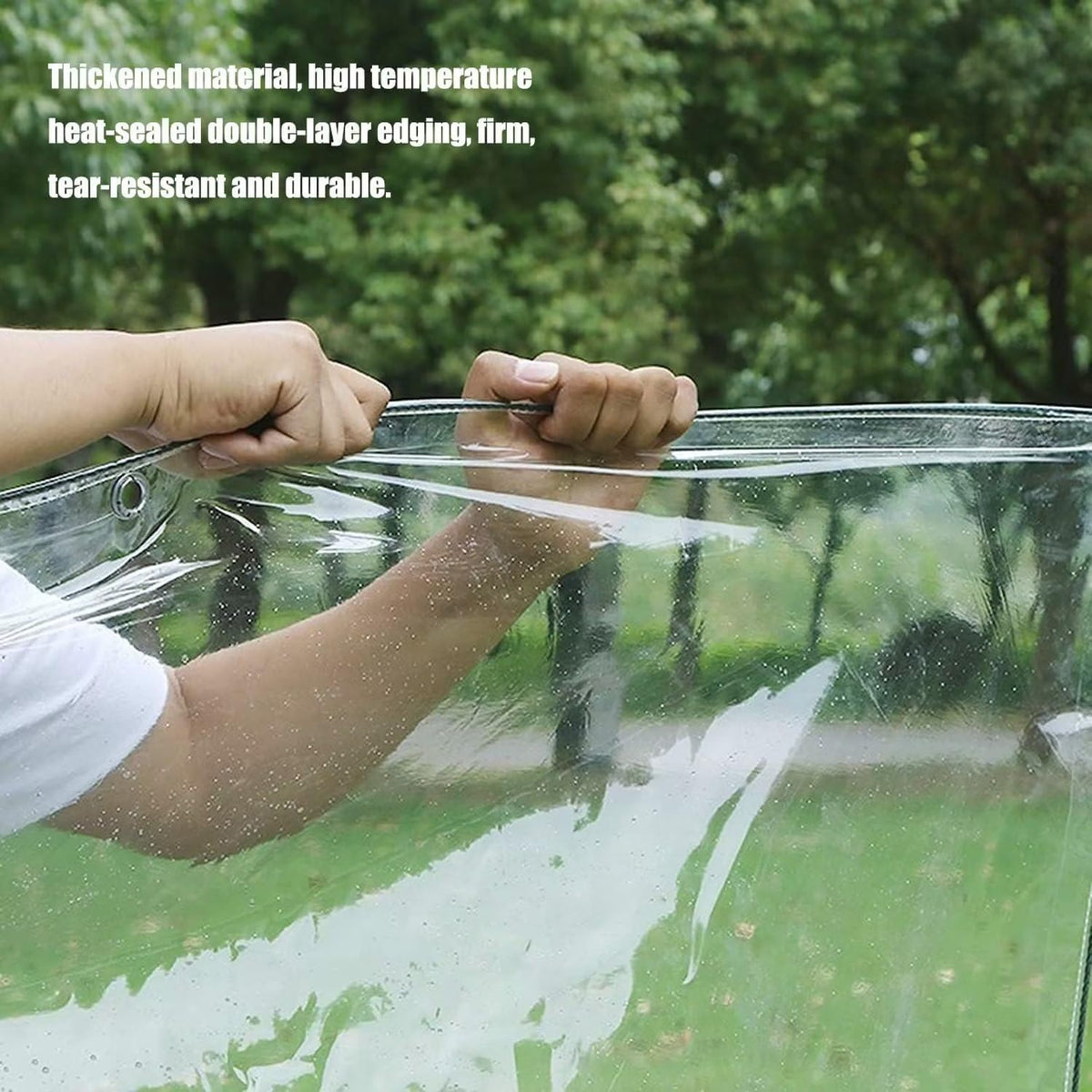 8' x 12' Clear Vinyl Tarp, PVC 14 Mil Tarpaulin, Clear Tarps with Grommets, Duty Heavy Tear