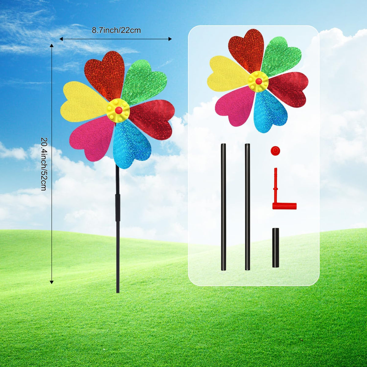 Garden Wind Spinners for Outdoor, Decorative Pinwheel Bee Butterfly Ladybug Windmill Whims