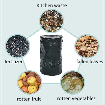 34 Gallon Garden Compost Bin Bag, Reusable Organic Fertilizer Fermented Bag with Lid,Collapsible