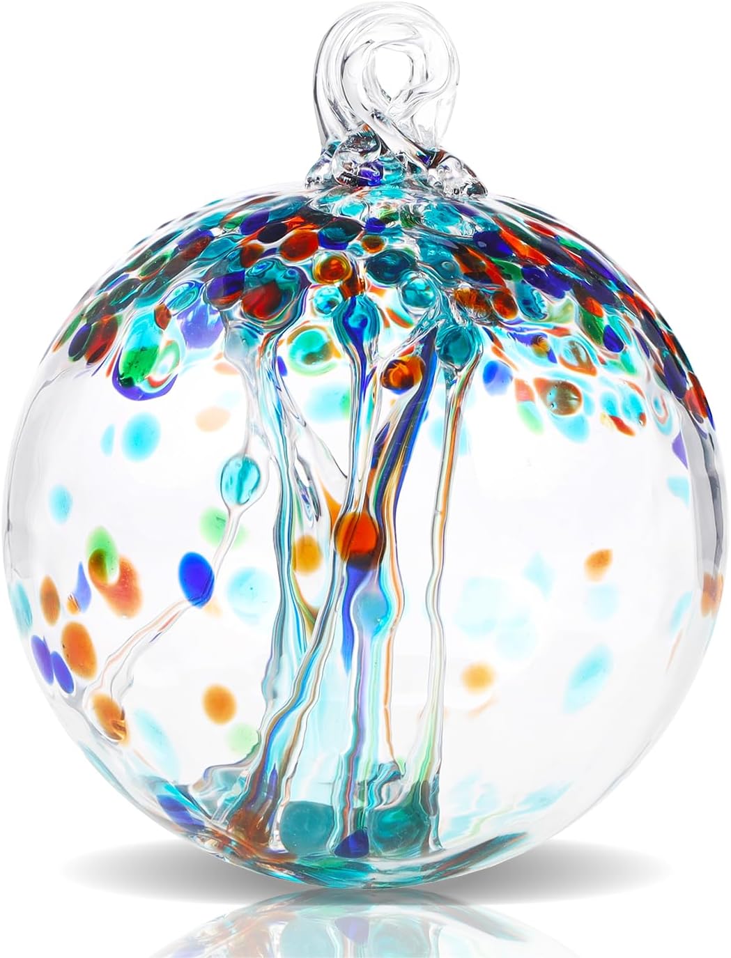 VOREEN 4" Hanging Glass Garden Gazing Ball Hand Blown Glass Witch Ball Christmas Ornament