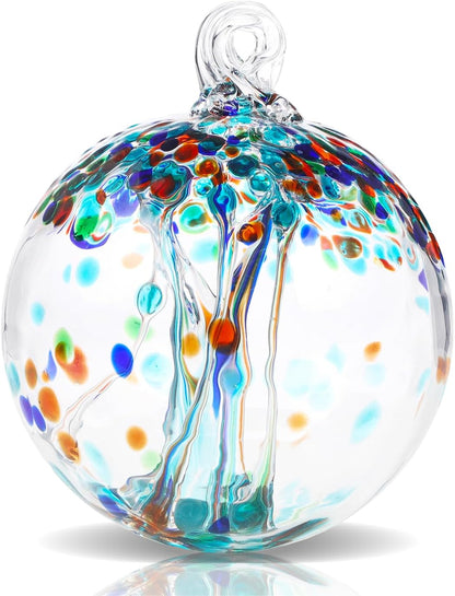 VOREEN 4" Hanging Glass Garden Gazing Ball Hand Blown Glass Witch Ball Christmas Ornament