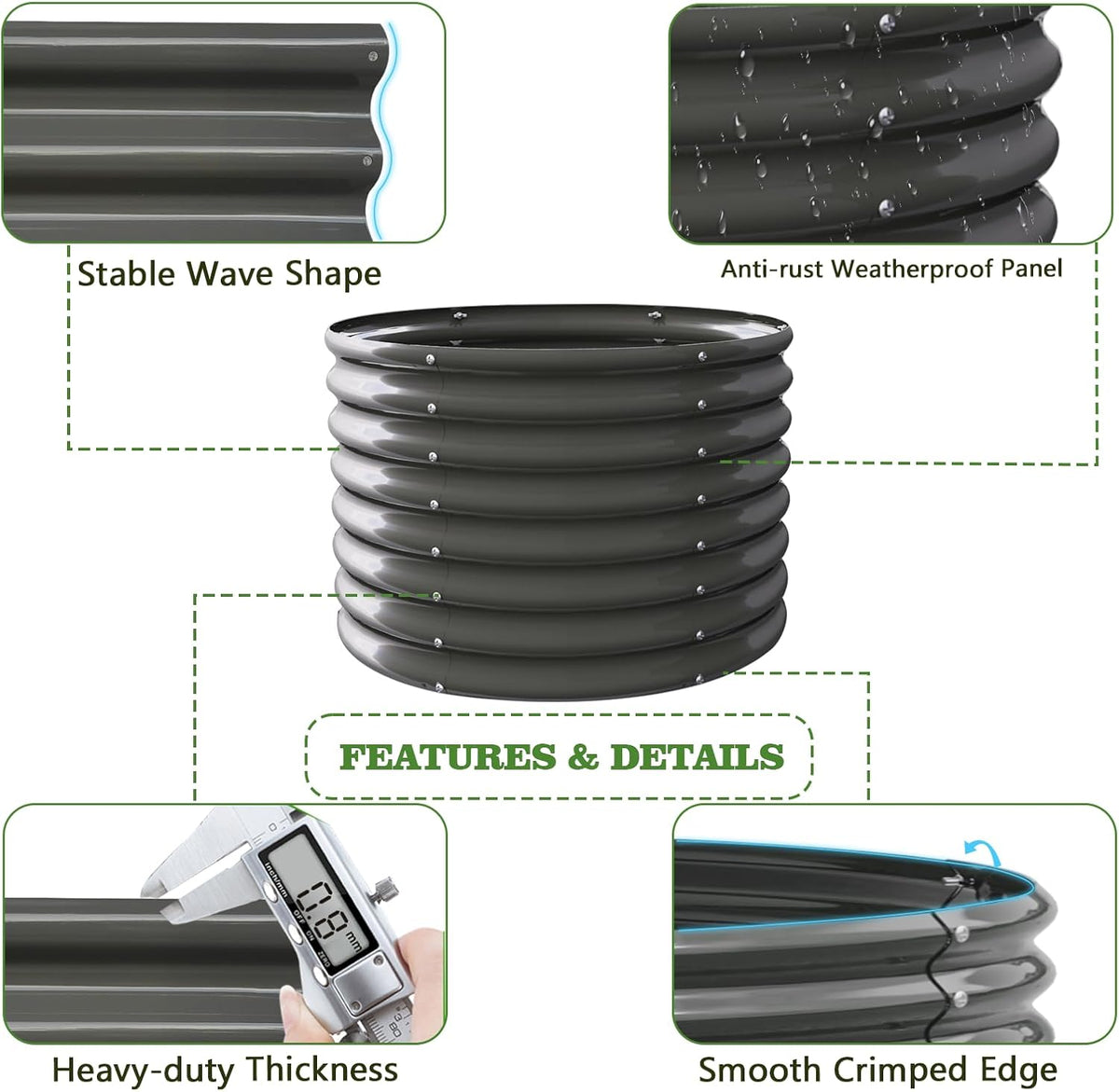 A ANLEOLIFE 6-Pack 6X3X2ft & 3x3x2ft Deep Root Galvanized Raised Garden Beds Outdoor for Planting