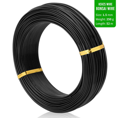 Black-1.5-Anodized Aluminum Bonsai Training Wire 250g Large Roll,Many Size to Choose,KSVZS Bendable