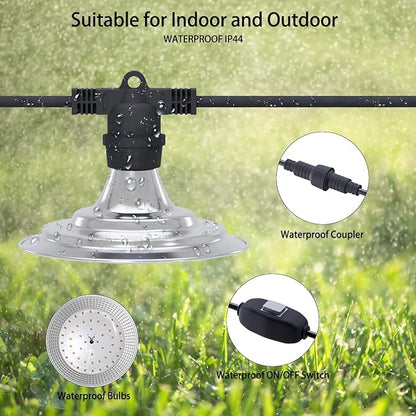 6-Light Outdoor LED Grow Lights – Waterproof Full Spectrum Greenhouse Lights for Plants, 21.3FT
