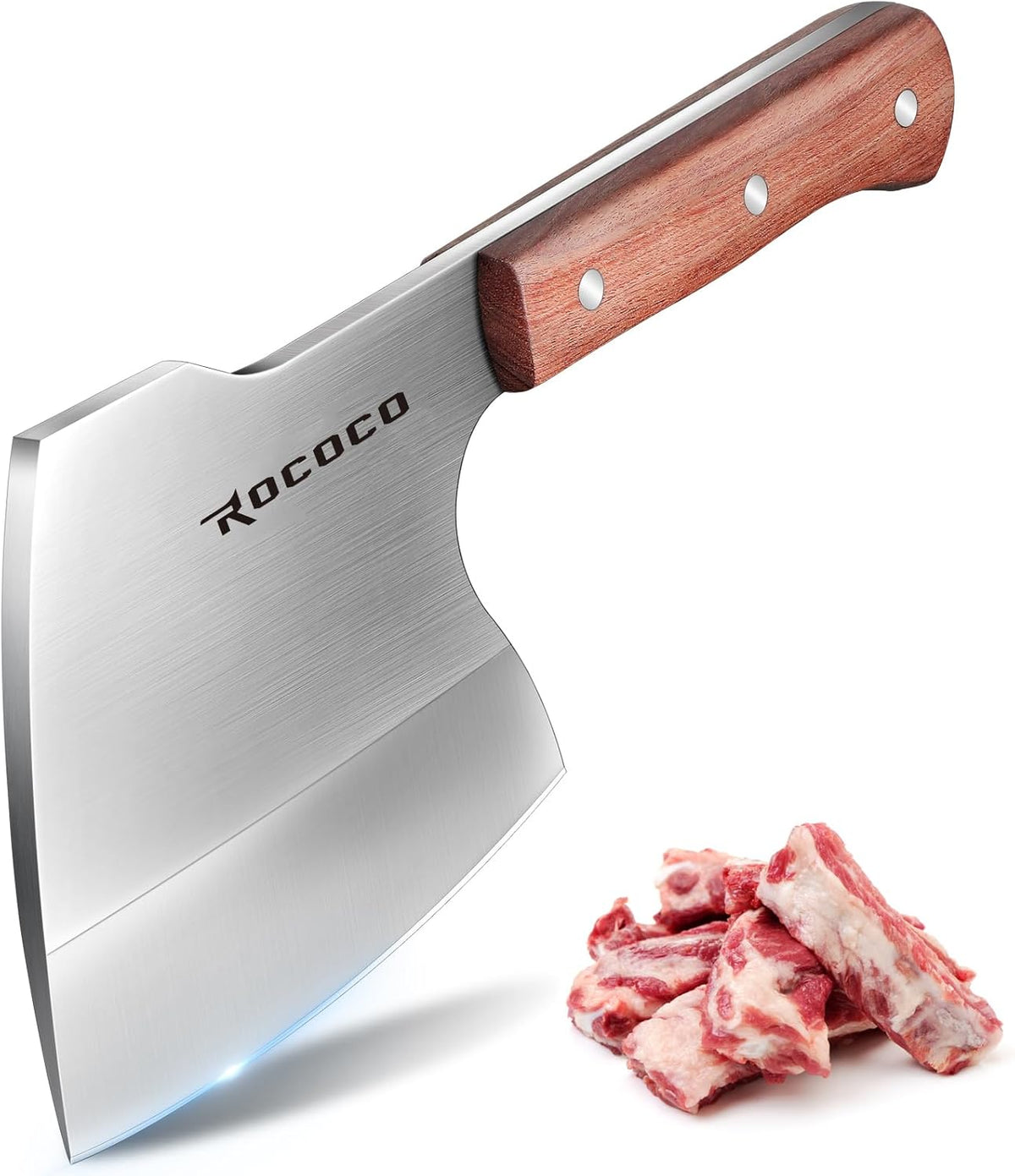 ROCOCO Meat Bone Cleaver Knife for Meat Cutting Heavy Duty Butcher Axes Hand Forged Full Tang