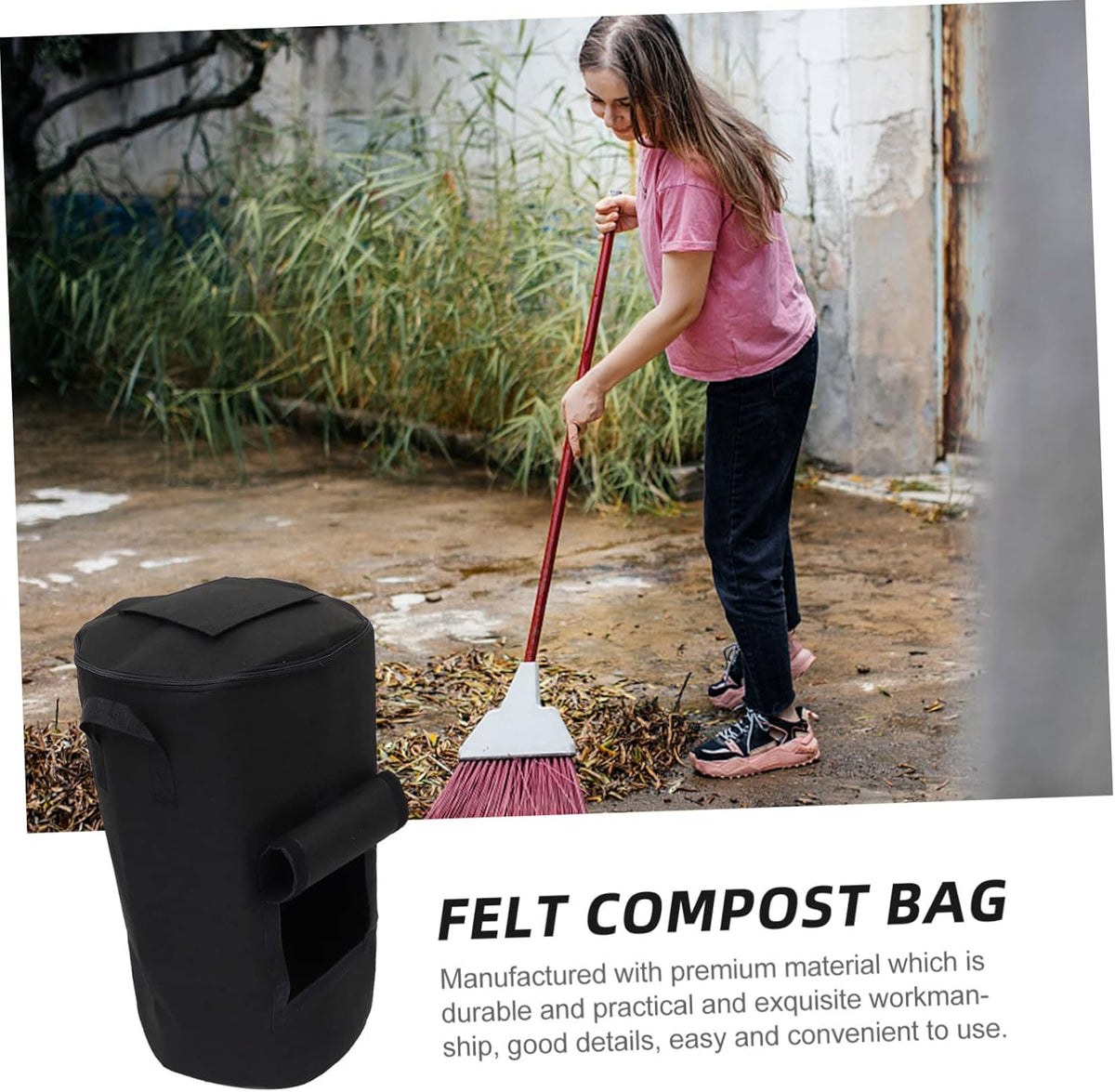 POPETPOP Garden Waste Compost Bag Easy to Store Fallen Leaves Flowers Outdoor Composting Bins