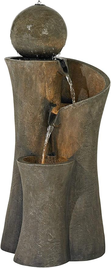 Sphere Curve 39 1/2" High Large Modern Zen Indoor Outdoor Decor Faux Stone Floor Fountain with