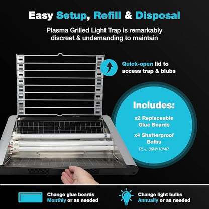 Catchmaster Vector Plasma Grilled Light Trap, UV Light Fly Traps, Gnat Traps for House Indoor