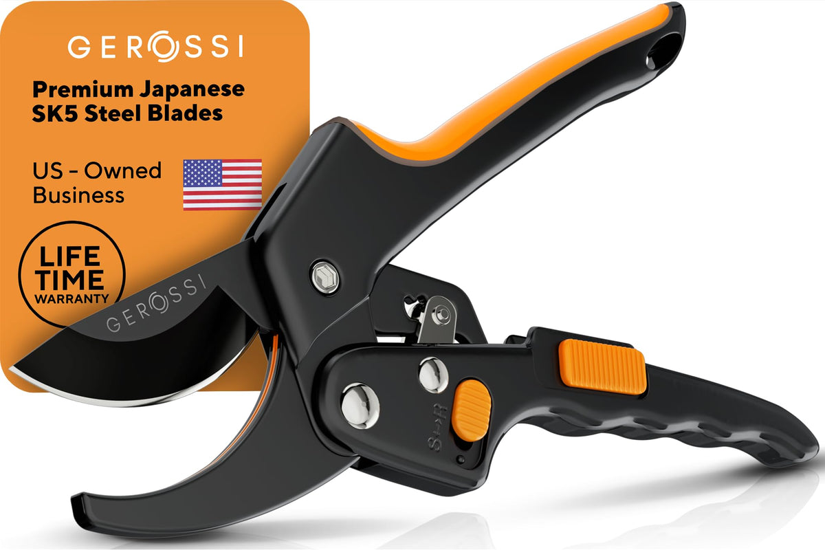 Ratchet Pruning Shears for Gardening Heavy Duty - Increases Cutting Power 3x - Perfect Ratchet
