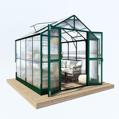 HOWE 8x8x7.5 FT Aluminum Greenhouses for Outdoors,Polycarbonate Greenhouse with 2 Vents Lockable