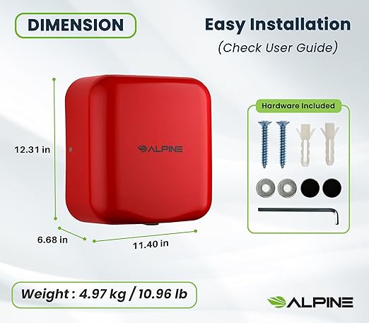 Alpine Automatic Hand Dryers for Bathrooms Commercial High Speed 110-120V Stainless Steel Electric