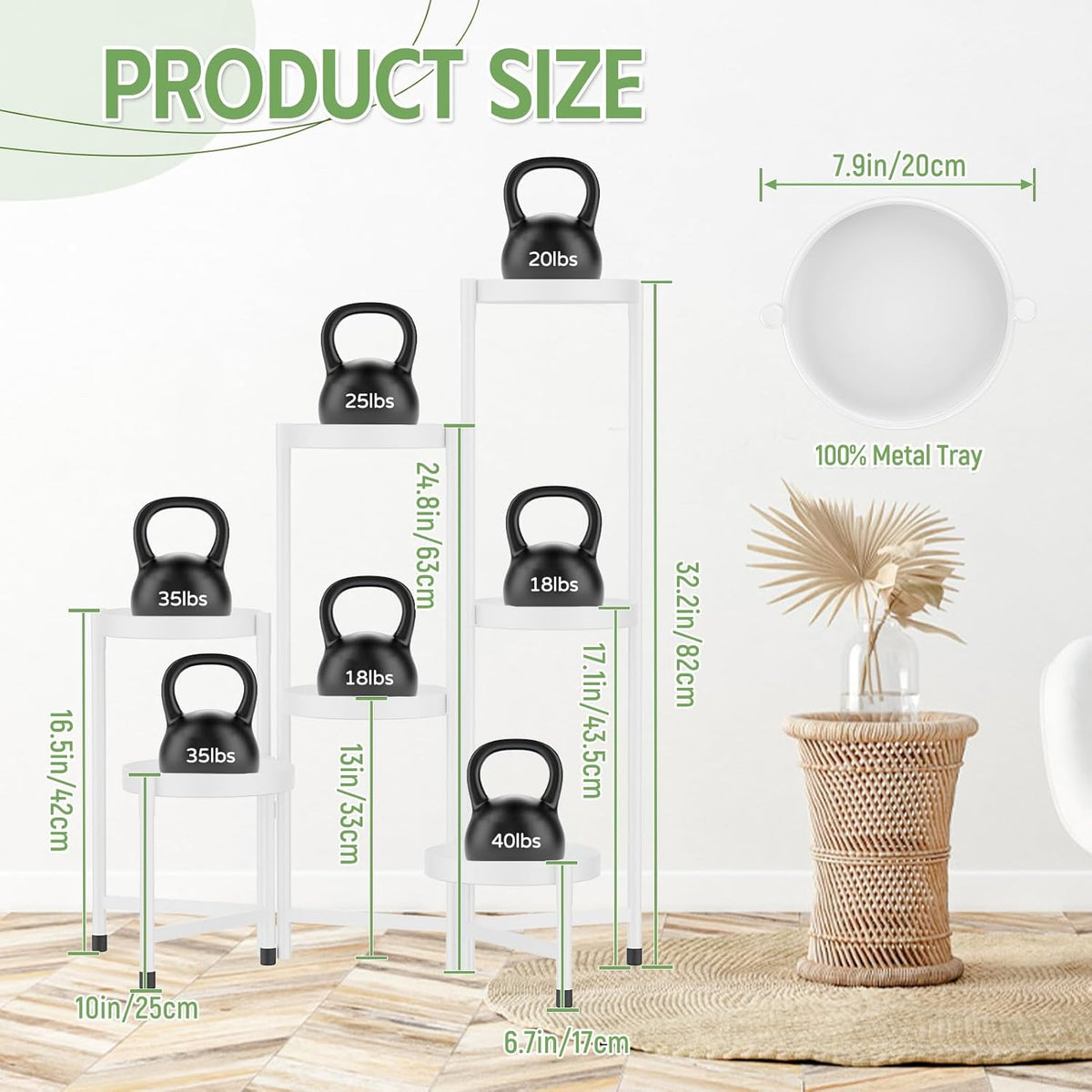 iDavosic.ly Plant Stand Indoor Outdoor, 7 Tier Corner Metal Flower Display Holder Shelf, Folding
