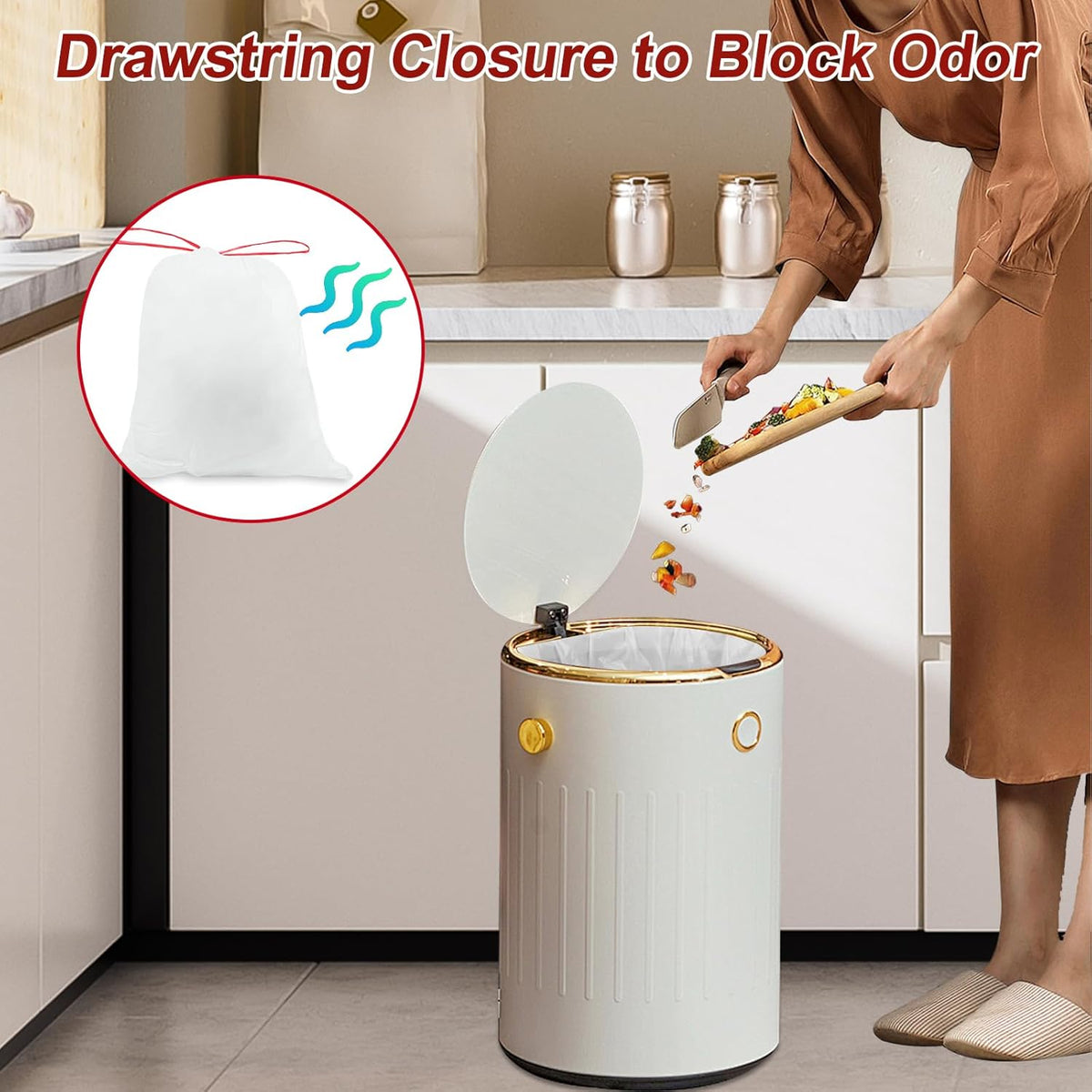 O2frepak 4Gallon Drawstring Small Kitchen Trash Bags,Clean Fresh Scent and Heavy Duty Garbage