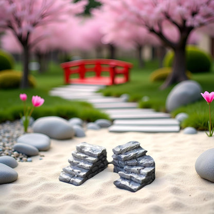 Miniature Garden Bridge Stairs,Resin Stone Steps Ornament,Landscaping Bonsai Craft Miniature Resin