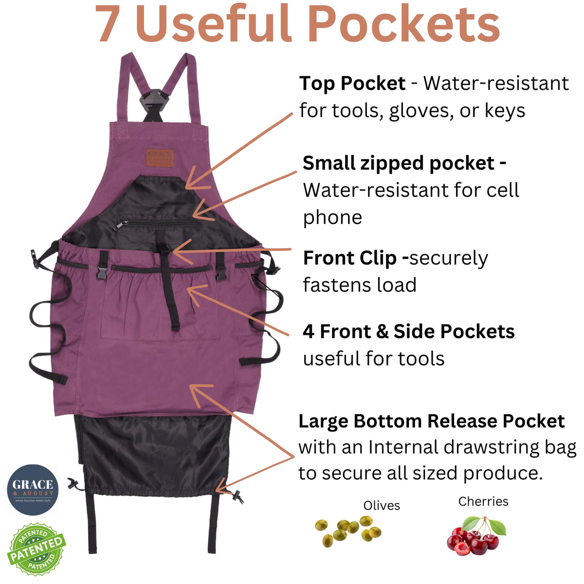 Gardening Apron with Harvest Pouch - 7 Pocket Garden Gift for Women & Men