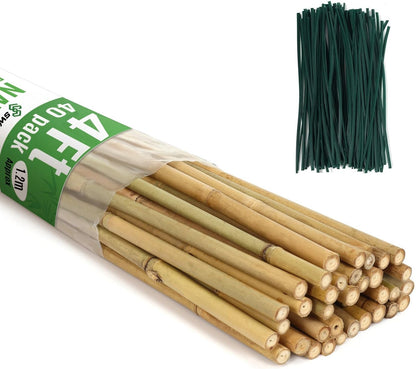 SWANGSA 40 Pack 4 Feet Bamboo Stakes for Plant, Bamboo Sticks Plant Support Garden Stakes Poles