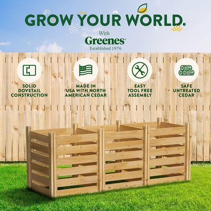 Greenes Fence Cedar Wood Composter, 24" W x 72" L x 31" H / 231.9 Gallons - Made in USA with North