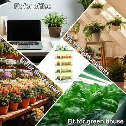Tabletop 5-Tier Seed Starting Kit Germination Tray - Plant Stand with Grow Lights Full Spectrum