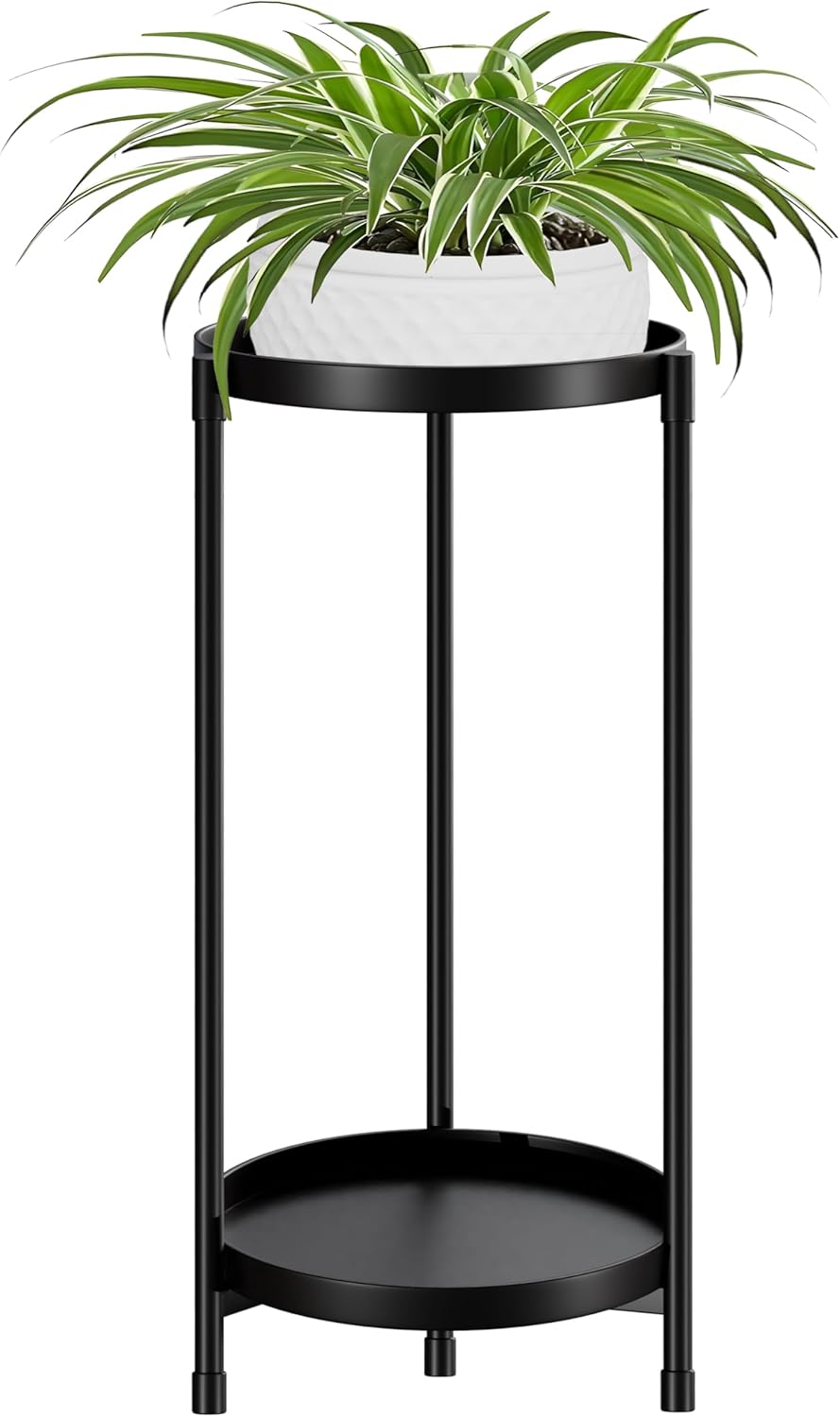 Plant Stand indoor outdoor - 2 Tier black Tall Metal Flower Pot Holder Potted Display Rack - Heavy