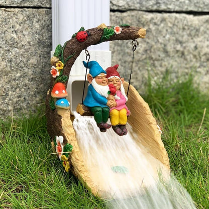 Gnome On The Swing Gutter Downspout Extension Decoration,Rain Downspout Diverter Garden